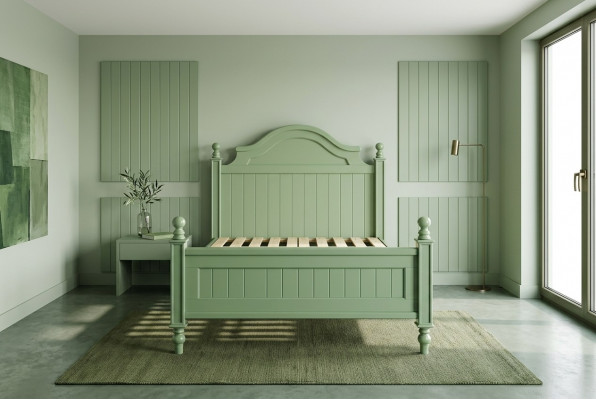 Groen bed Klassieke bedden Landhuis tweepersoonsbed Hotel luxe slaapkamer Nieuw