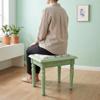 Hocker Poufa Voetenbank Hocker Beklede Kruk Zitkruk Bijzet Textiel Massief Hout