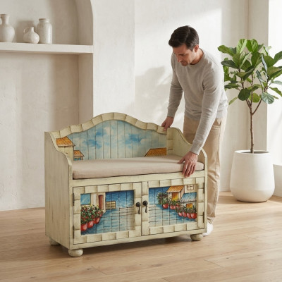 Opbergbank Zitbank Designer Bank Zitbank Zitmeubilair Houten bank Schoen