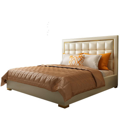 Bedbekleding Ontwerp Luxe Tweepersoonsbed Grijs 180x200 cm Slaapkamer Lederen Hotel