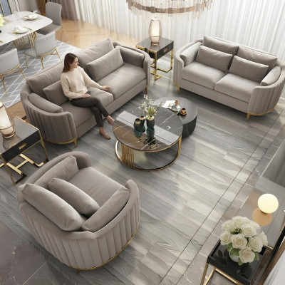 Bankstel Designer 3+2+1 Zits Bankstel Stof Set met bekleding