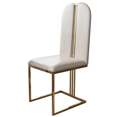 Roestvrijstalen eetkamerstoel Leren stoel Stoelen Roestvrijstalen Designer Goud