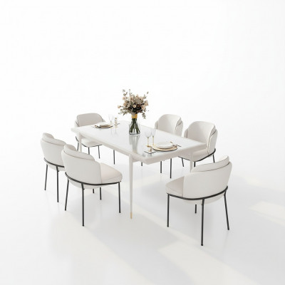 Stoel Stoelen Bekleding Textiel Stof Set Compleet Ontwerper Fauteuil 6x