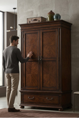 Kledingkast Antiek Stijl Kasten Echt Hout Kast Gründerzeit Bruin Echt