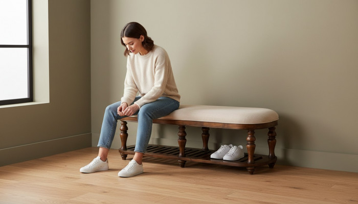Poef Bekleding Voet Meubilair Wonen Banken Zit Leer Beige Ontwerp Textiel