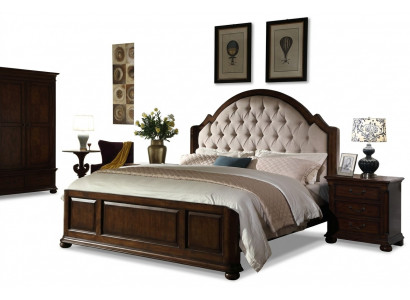 Bed Luxe tweepersoonsbed Slaapkamer Houten leren Chesterfield meubels.