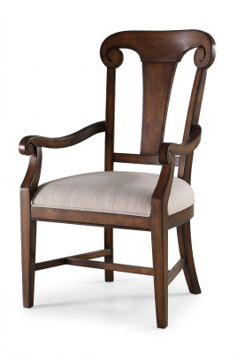 Klassieke stoel eetkamerstoel hout bruin armleuningen fauteuil leunstoel stoelen