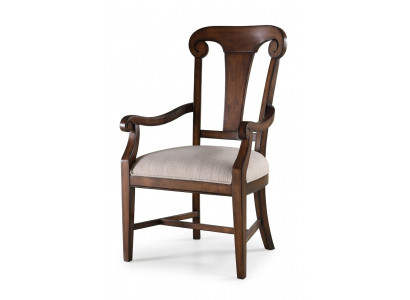 Klassieke stoel eetkamerstoel hout bruin armleuningen fauteuil leunstoel stoelen