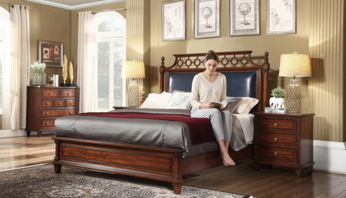 Bed 2x Nightstand 3 pcs. Bedroom Set Design Luxury Beds Classic Upholstery