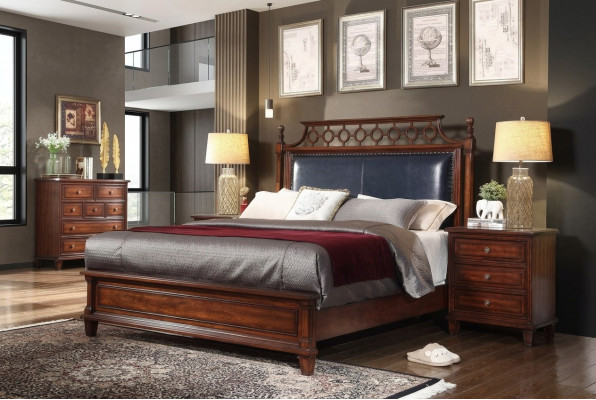 Bed 2x Nightstand 3 pcs. Bedroom Set Design Luxury Beds Classic Upholstery