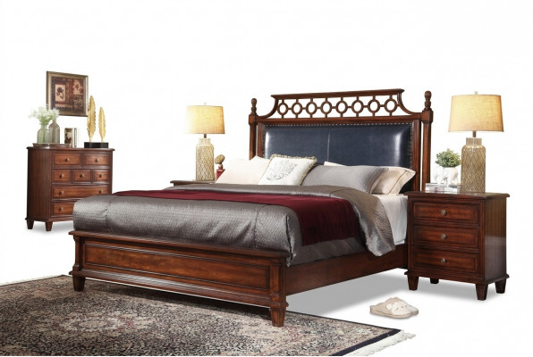 Bed 2x Nightstand 3 pcs. Bedroom Set Design Luxury Beds Classic Upholstery