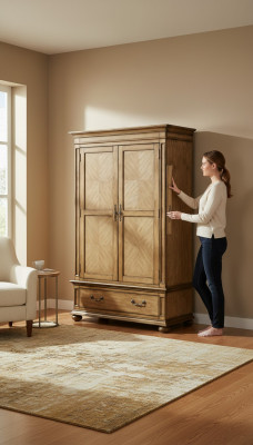 Ontwerper slaapkamer kast glazen kasten muur kleding luxe houten landhuis