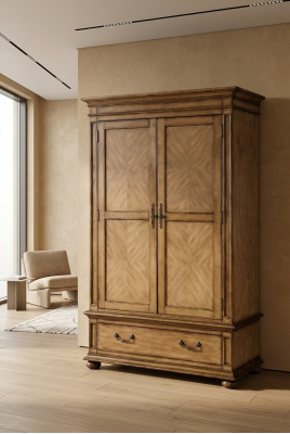 Ontwerper slaapkamer kast glazen kasten muur kleding luxe houten landhuis
