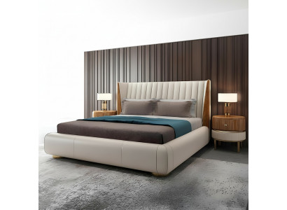 Designer Italiaanse meubels Bed Dubbele Slaapkamer 150x200cm Bedden Leder Nieuw