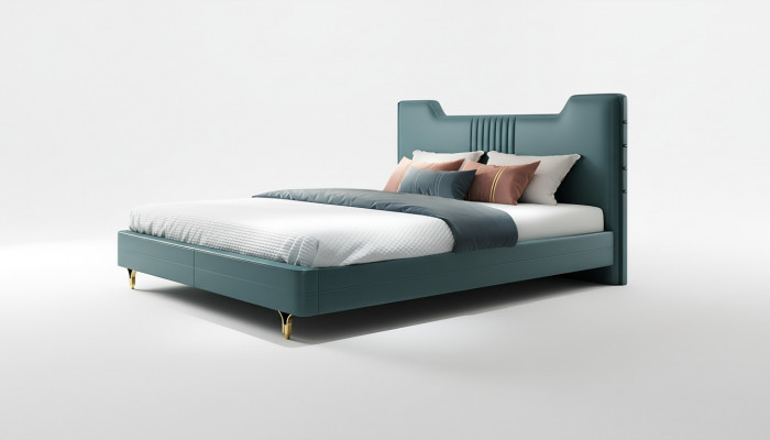 Modern designer houten bed Luxe meubel Tweepersoonsbed Nieuwe slaapkamer bekleding