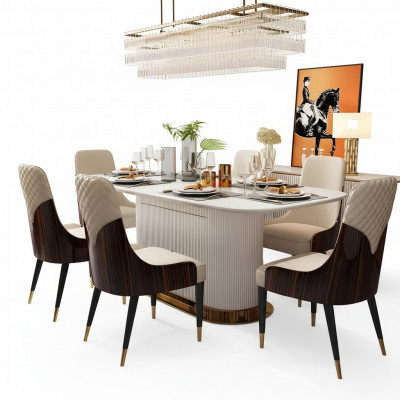 Luxe Edelhouten Lederen Stoelen Stoel Groep Set van 6 Armstoelen
