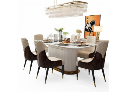 Luxe Edelhouten Lederen Stoelen Stoel Groep Set van 6 Armstoelen