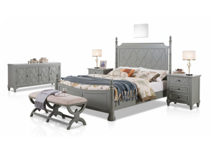 Klassiek bed 2x nachtkastje 3-delige slaapkamerset Bedden nieuw Luxe 150x200 Nieuw