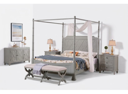 Slaapkamer compleet set in landelijke stijl modern bed nachtkastje 5-delig. Nieuw.