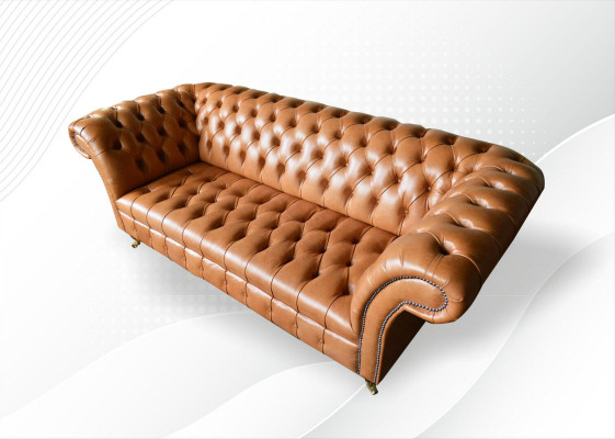Chesterfield Design Luxe Gestoffeerde Bank Sofa Zitmeubel Textiel Garnituur Leer