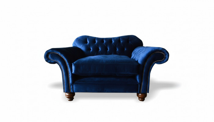Ohrensessel Stoel TV Design Gestoffeerde Bank Bank Chesterfield Textiel Blauw