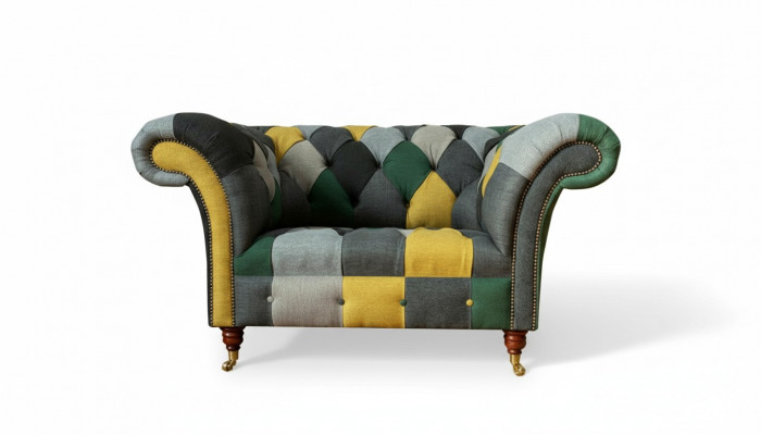 Chesterfield fauteuil televisiebank 1,5-zits bank textiel stof banken bekleding