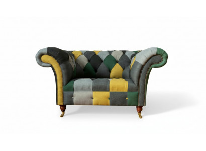 Chesterfield fauteuil televisiebank 1,5-zits bank textiel stof banken bekleding