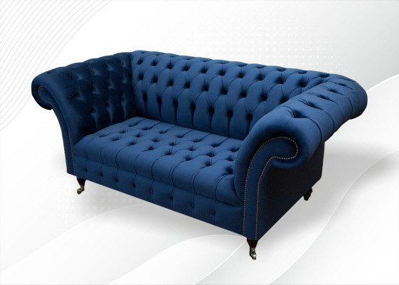 Ontwerp Chesterfield bankstel 2 zits bank stof Blauw Beklede banken Blauw