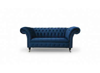 Ontwerp Chesterfield bankstel 2 zits bank stof Blauw Beklede banken Blauw