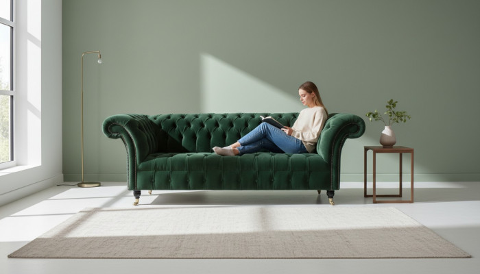 Chesterfield 3-zits banken Beklede zitbank Bankstel Grootbanken