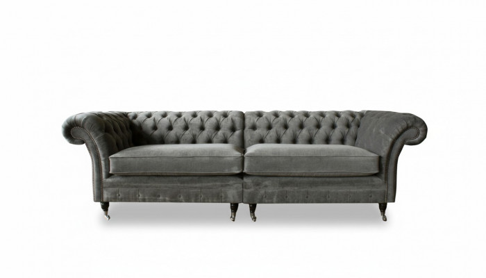 XXL Chesterfield bank 4-zits bank Bekleding Zitset Textiel Leer