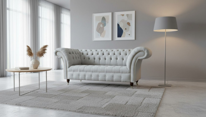 Chesterfield 2-zits woonkamer bank bank gestoffeerd textiel stof set nieuw.