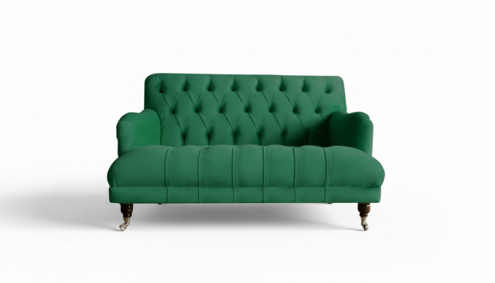 Chesterfield fauteuil bank gestoffeerde bank banken 1,5 zits éénzits groen textiel