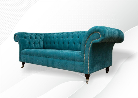 Chesterfield bank gestoffeerde bankstellen Klassieke textiel Turquoise 3-zits.