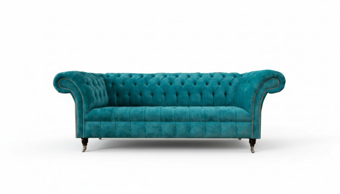 Chesterfield bank gestoffeerde bankstellen Klassieke textiel Turquoise 3-zits.