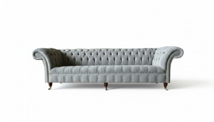 Grijze Big Sofa Couch Chesterfield 265cm Gestoffeerde Bankstellen 4-zits Leer