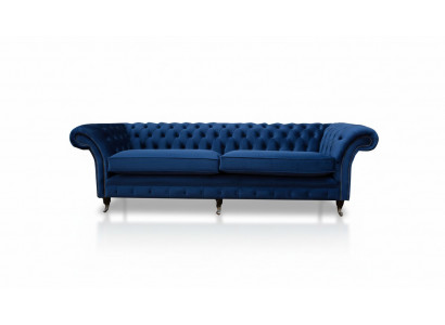 Blauwe XXL Grote Bank Couch Chesterfield 265cm Gestoffeerde Banken 4 Zits