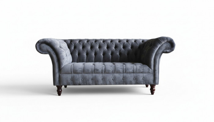 Chesterfield 3-zits woonkamerbank bankstel bank stof grijs