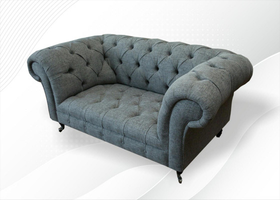 Chesterfield Design Luxe gestoffeerde bankstel van leer en textiel.