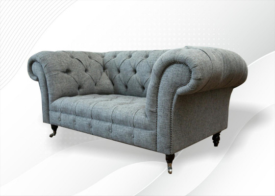 Chesterfield Design Luxe gestoffeerde bankstel van leer en textiel.
