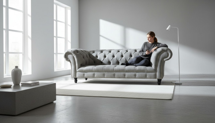 Chesterfield 3-zits designbank gestoffeerde banken banken stof textiel