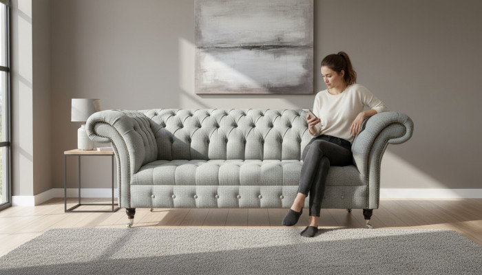 Chesterfield 3-zits designerbank banken bekleden banken stof textiel