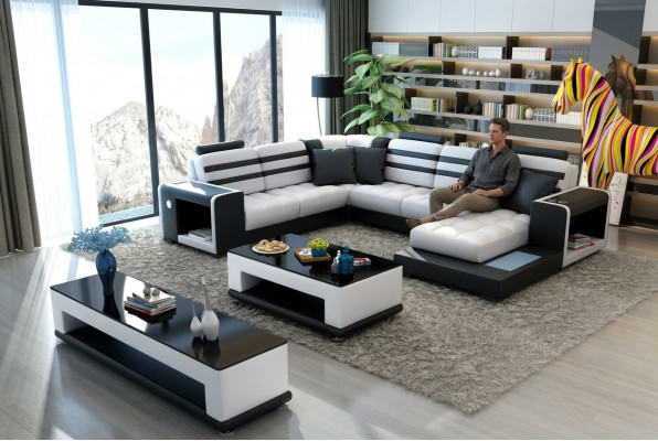 Woonlandschap hoekbank U-vorm Bank ontwerp bankstel textiel modern gestoffeerd nieuw