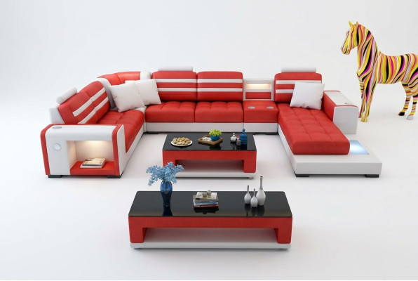 Hoekbank Bekleed Hoekbank U-vorm Salontafel Dressoir Leren bank Woonlandschap