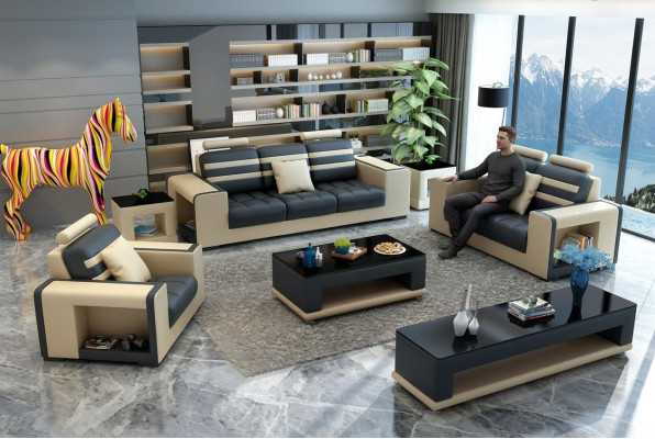 Sofa set 3-zits tafel kruk salontafel dressoir set Moderne 5-delig.