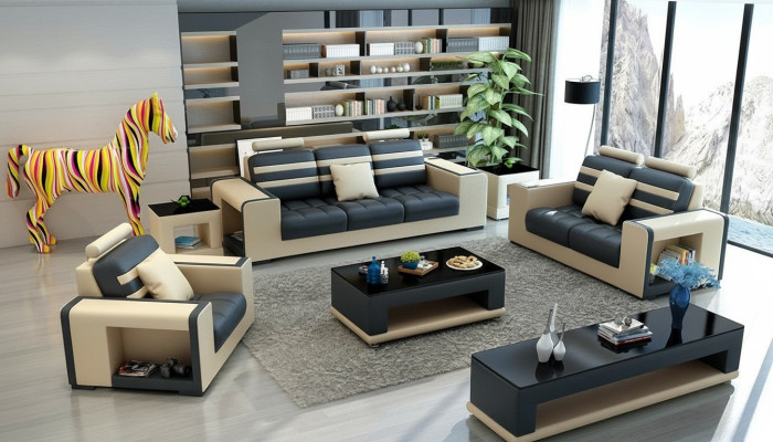 Sofa set 3-zits tafel kruk salontafel dressoir set Moderne 5-delig.