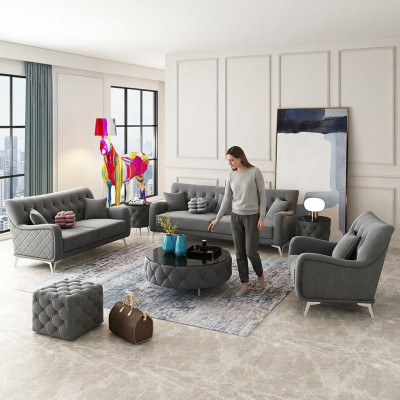 Sofa Bank Fluweel Bekleding Zitplaats 321-zits Ontwerp Banken Bankstellen Stof Nieuw