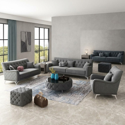 Sofa Bank Fluweel Bekleding Zitplaats 321-zits Ontwerp Banken Bankstellen Stof Nieuw
