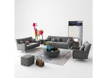 Sofa Bank Fluweel Bekleding Zitplaats 321-zits Ontwerp Banken Bankstellen Stof Nieuw