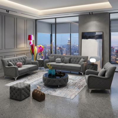 Sofaset 7-delig. Set Bank Zitter Salontafel Bank Modern Banken Veloursbank Nieuw